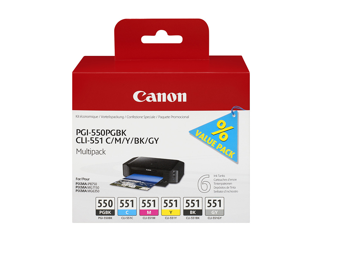 Canon PGI-550PGBK/CLI-551/C/M/Y/BK/GY Multi Pack – värikasetti