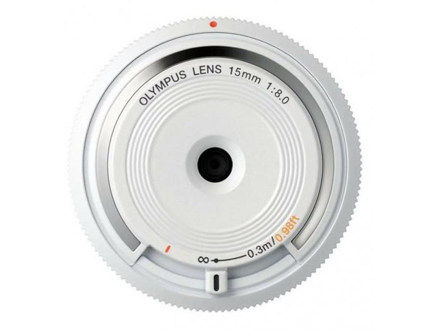 Olympus Body Cap Lens 15mm f/8 – runkotulpan kokoinen objektiivi, valkoinen