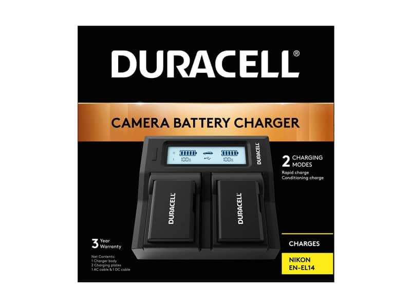 Duracell 2 akun laturi Nikon EN-EL14 akuille