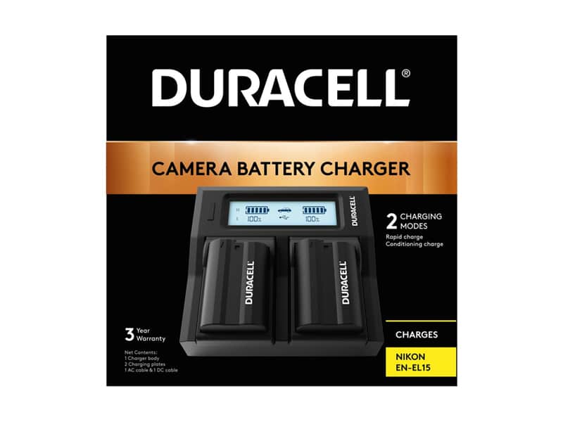 Duracell 2 akun laturi Nikon EN-EL15 akuille